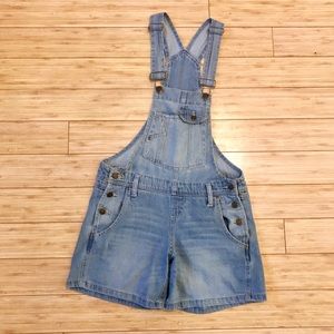 LEI slim fit light wash jean overalls shorts XS